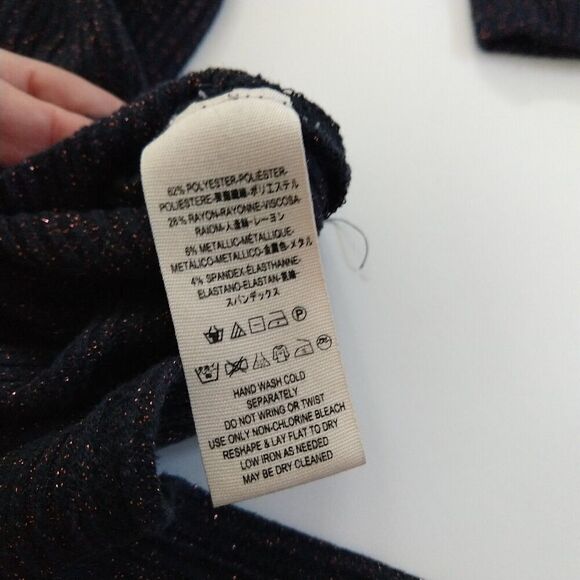 We the Free People Sparkle Button Up Duster Cardigan Size S Navy Blue Ribbed - Picture 7 of 9